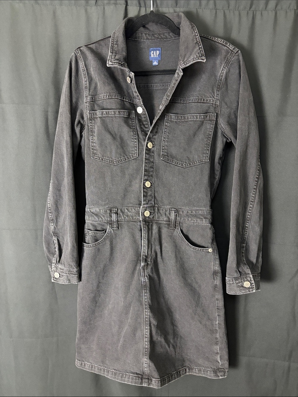 GAP Washed Black Denim Jacket Dress